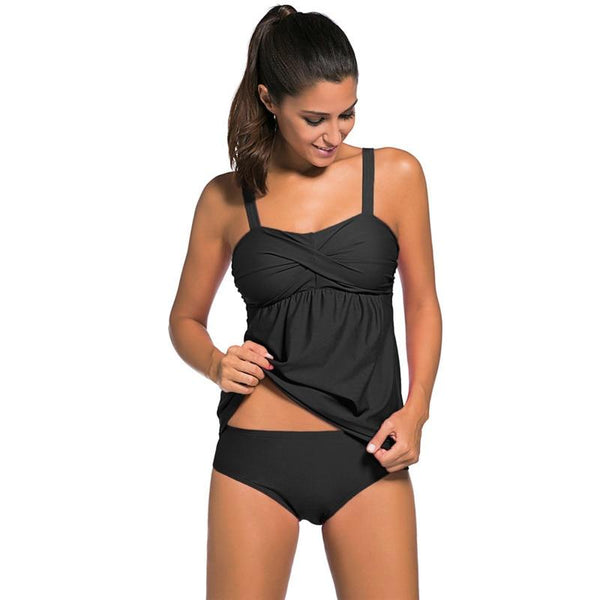 2018 Tankini Plus Size Swimming Suit 4XL Loose Swimsuit Women's Separate Bikini Waist Bather Push Up Padded Wire Free Swimwear