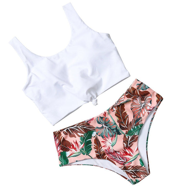 MUQGEW Women Sexy Flower Print Tie Bikini Set Women Two Piece Swimsuit Swimwear Swimsuit Beachwear Swim Wear large size #0517