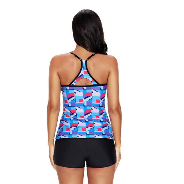 4XL Two piece Plus size Tankini Set Large Swimwear Retro Women 2019 Swim Sport Swimsuit Bather Beach Wear Trunks Bathing Suit