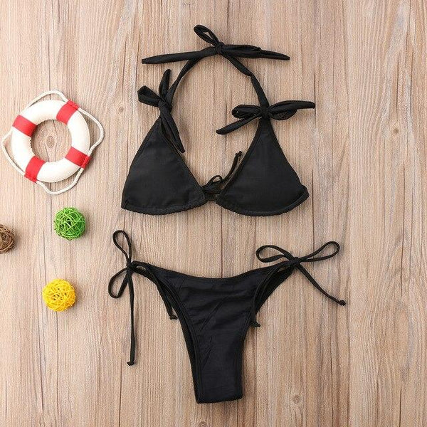 2018 new summer Swimwear Women Sexy bandage bowknot Bikini Setlace up Push-Up padded Swimsuit Bathing Beachwear swimming clothes
