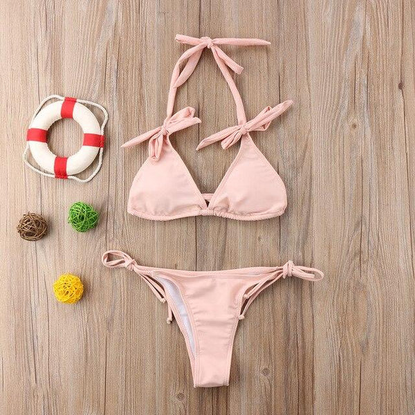 2018 new summer Swimwear Women Sexy bandage bowknot Bikini Setlace up Push-Up padded Swimsuit Bathing Beachwear swimming clothes