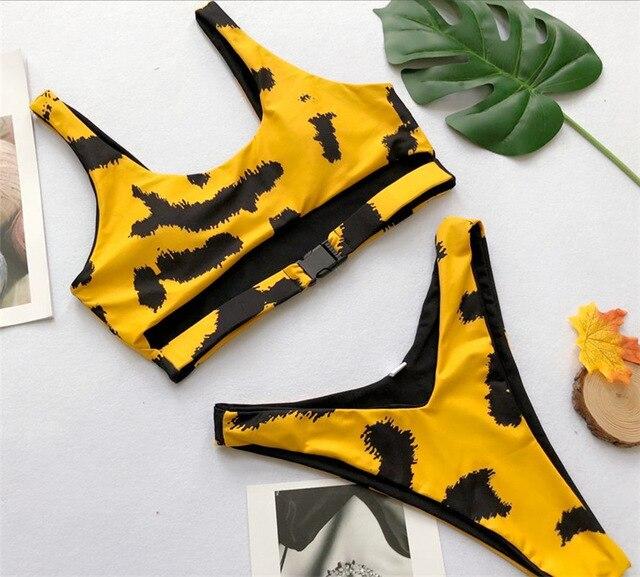 Plus Size Leopard Bikini Two Piece Swimsuit Swimwear Sexy with Pad Wire Free Swimming Suit for Women Maillot De Bain Femme 2019
