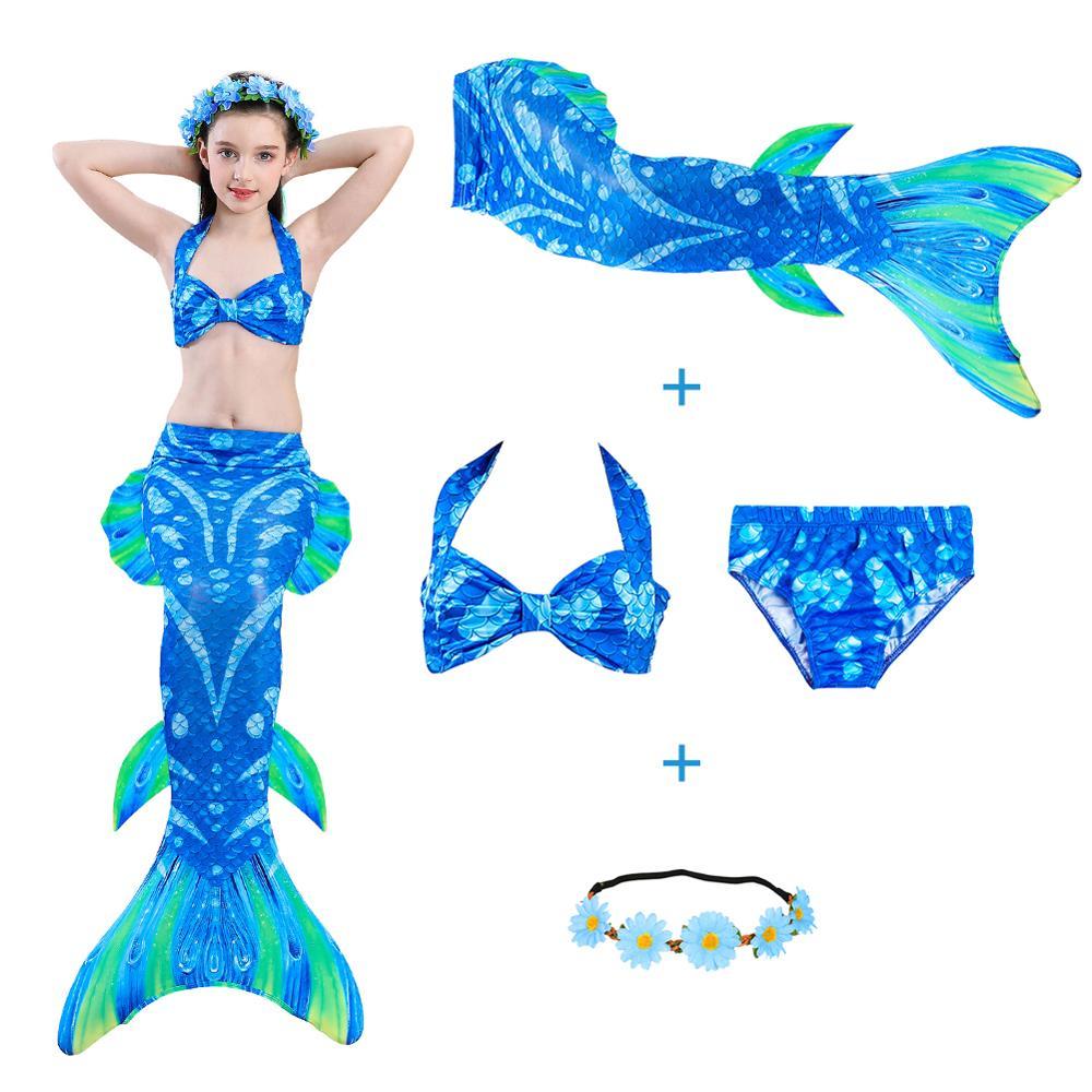2019 Kids Children Mermaid Tails for Swimming Mermaid tail with Monofin Girls Costumes Swimmable Swimsuit with Bikini Flipper