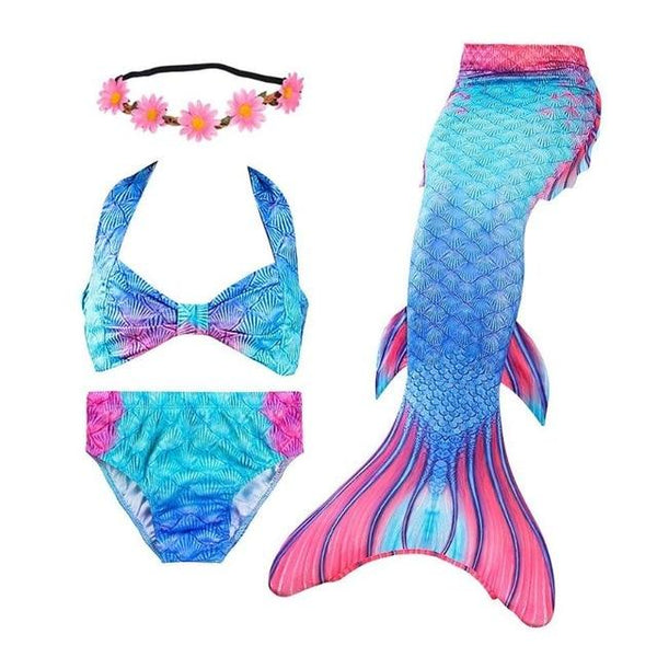 2019 Kids Children Mermaid Tails for Swimming Mermaid tail with Monofin Girls Costumes Swimmable Swimsuit with Bikini Flipper