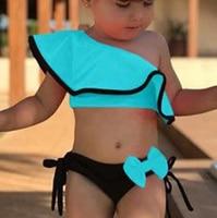 2PCS Sexy Baby Girl Bow Bikini Set Push-up Swimsuit Ruffled Swimwear Beachwear Swimming Suit 2019 New Summer Tankini