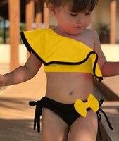 2PCS Sexy Baby Girl Bow Bikini Set Push-up Swimsuit Ruffled Swimwear Beachwear Swimming Suit 2019 New Summer Tankini