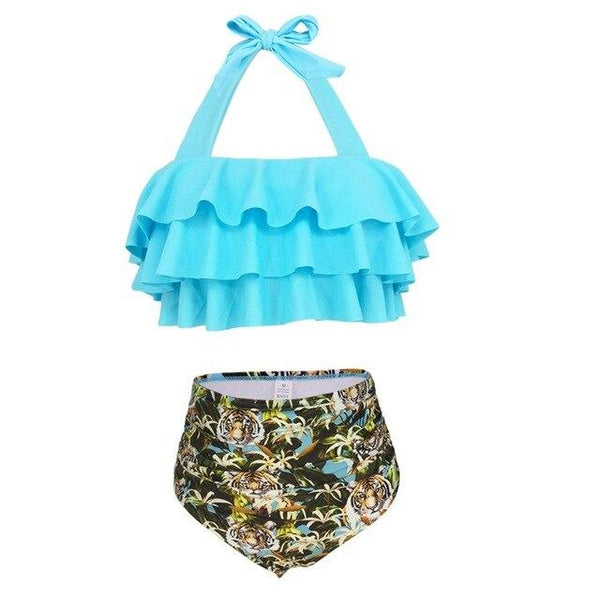 Tankini Girls Swimwear 2019 Push Up 2 Piece Swimsuit Women Brazilian Swim Suit Halter Ruffled Girl Beach Maio Feminino Praia