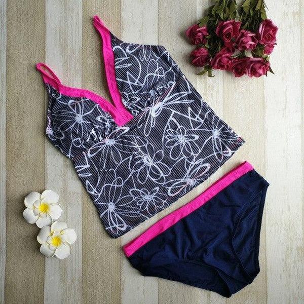 Womens Deep V Swimming Costume Padded Swimsuit Two Piece Monokini Push Up Bikini Sets Beachwear High Waist Open Back Swimwear
