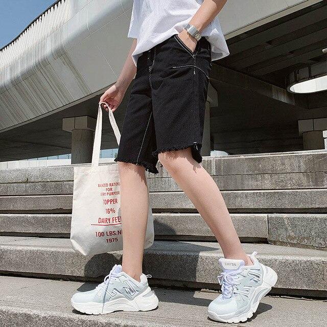 Summer New Men's Leisure Stretch Ripped Short Jeans Fashion Casual Slim Fit Cotton Breathable Denim Shorts Male Clothes