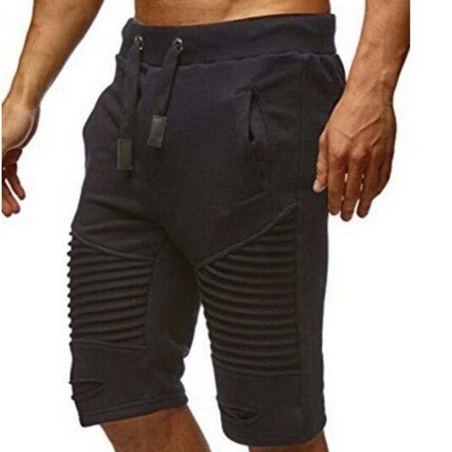 SHOKOTANO Male Summer Short Pants Solid Color Pleated Sweatpants Fashion Hip Hop Casual Jogger Male Ripped Trousers Streetwear