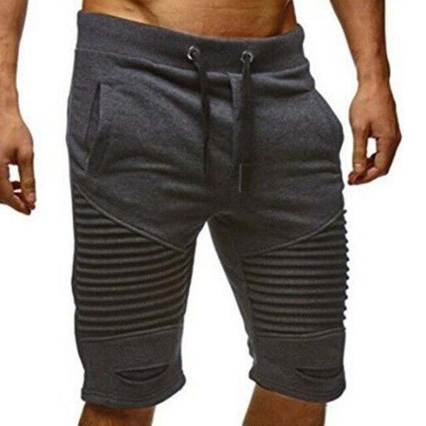SHOKOTANO Male Summer Short Pants Solid Color Pleated Sweatpants Fashion Hip Hop Casual Jogger Male Ripped Trousers Streetwear