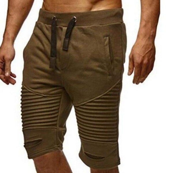 SHOKOTANO Male Summer Short Pants Solid Color Pleated Sweatpants Fashion Hip Hop Casual Jogger Male Ripped Trousers Streetwear