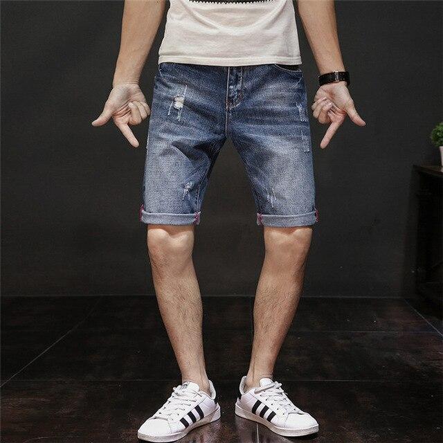 2019 Summer New Men's Short Ripped Jeans Fashion Casual High Quality Retro Denim Shorts Male Brand Clothes Size 28-40