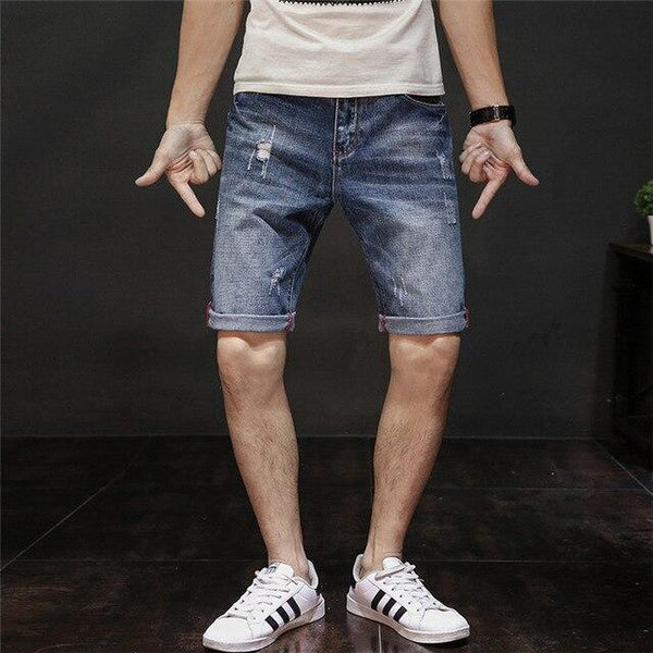 2019 Summer New Men's Short Ripped Jeans Fashion Casual High Quality Retro Denim Shorts Male Brand Clothes Size 28-40