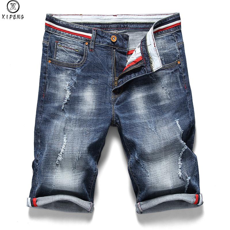 New Fashion Mens Ripped Short Jeans Brand Clothing Bermuda Summer 98% Cotton Shorts Breathable Denim Shorts Male