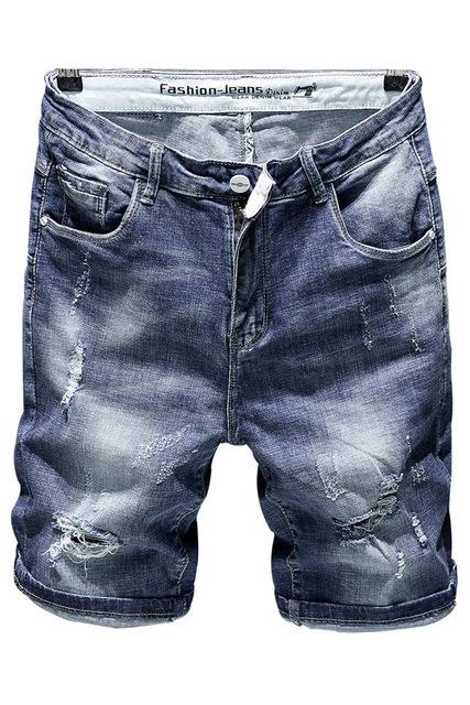 2019 New Men's Light Blue Jeans Shorts Fashion Casual Slim Fit Hole Ripped Brand Denim Shorts Male,TNA333