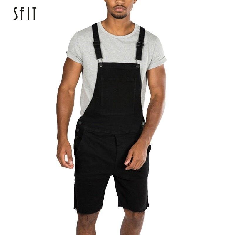SFIT 2019 Fashion Men's Ripped Jeans Jumpsuits Street Distressed Denim Bib Overalls For Man Suspender Pants Size S-XXXL