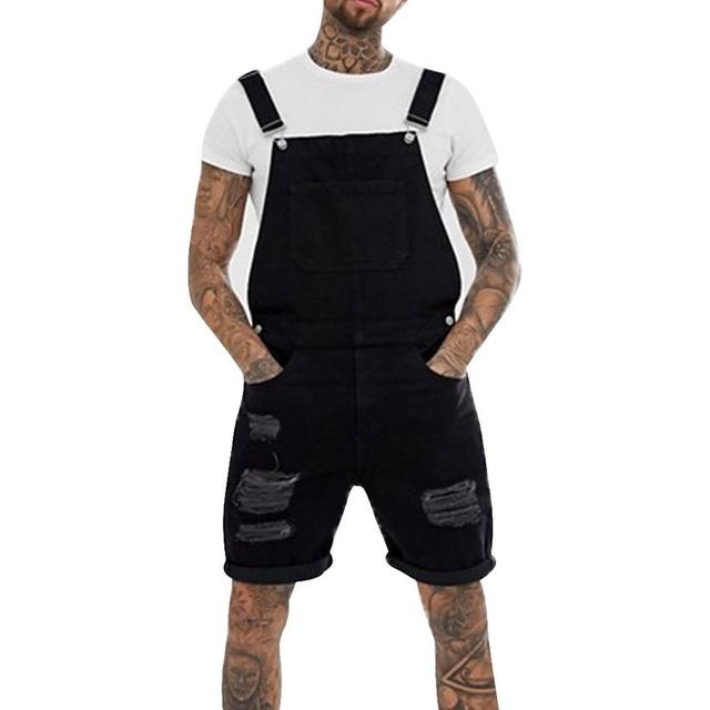 SFIT 2019 Fashion Men's Ripped Jeans Jumpsuits Street Distressed Denim Bib Overalls For Man Suspender Pants Size S-XXXL