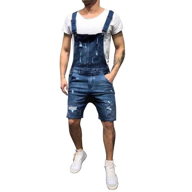CYSINCOS 2019 Men Street Fashion Men's Ripped Jeans Jumpsuits Hi Street Distressed Denim Bib Overalls For Man Suspender Pants