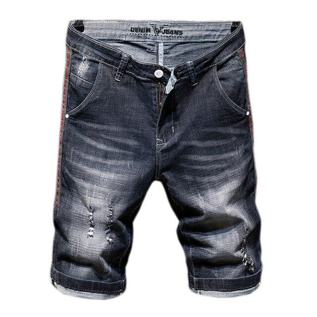 Summer New Men's Stretch Ripped Jeans Shorts Fashion Casual High Quality Slim Fit Micro Elastic Denim Shorts Male Clothes,X3108