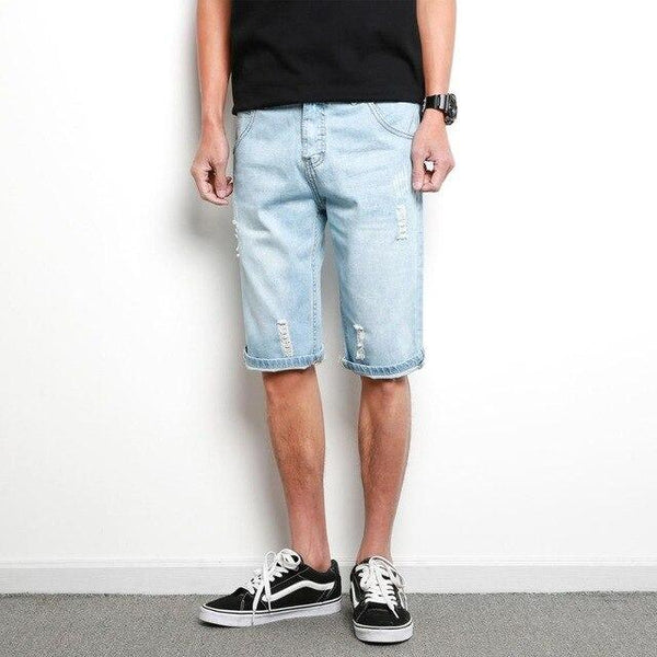ENWAYEL 2018 New Summer Casual Jeans Shorts Men Trousers Fashion Straight Short Denim Ripped Distressed Mens Brand Clothing K138