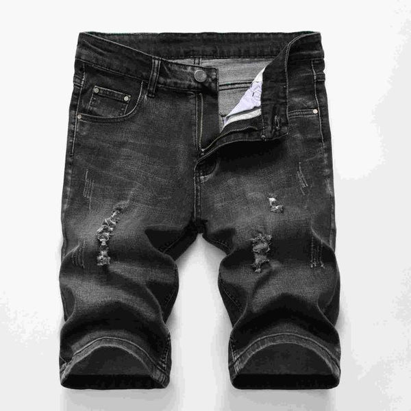 New Shorts Men Ripped Short Jeans Straight Cotton Shorts Jean Bermuda Male Denim Plus Size 28-40