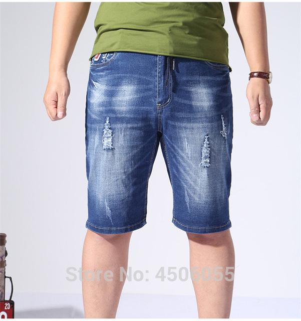 Men Shorts 2019 Summer Half Jeans Loose Denim Casual Ripped Man Short Big Plus Size 4XL 5XL 6XL 150KG Hole Elastic Mens Trousers