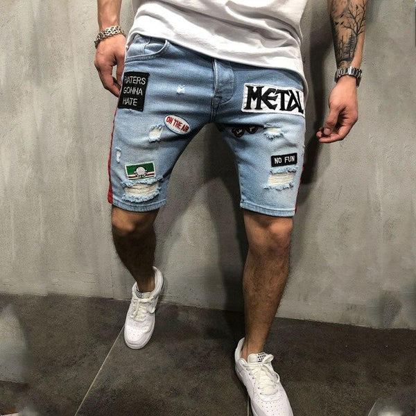 Men Denim Shorts Hole Casual Shorts New Fashion Leisure Mens Ripped Short Jeans Male Clothing Summer Cotton Breathable Shorts