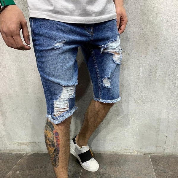 Summer Jeans Pants Hombre Men Hole Ripped Fashion Short Jeans Modish Clothing Quality Elastic Breathable Denim Shorts Bermuda
