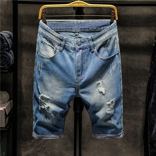 Denim Shorts Male Summer Jeans Men Jean Shorts Bermuda Skate Board Harem Mens Jogger Ankle Ripped Wave Denim Shorts Nice Pop