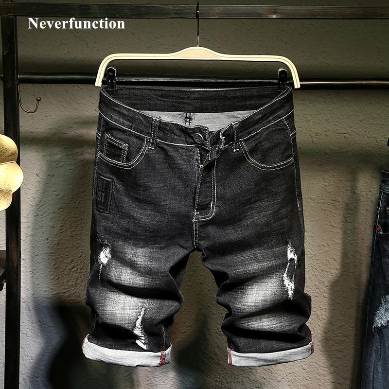 New Men Streetwear Ripped Jeans Short Fashion Casual Loose Mens Holes Summer Bermuda black Straight Denim shorts Plus Size