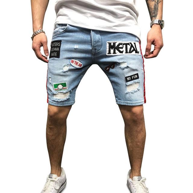 Men Denim Shorts Hole Casual Shorts New Fashion Leisure Mens Ripped Short Jeans Male Clothing Summer Cotton Breathable Shorts