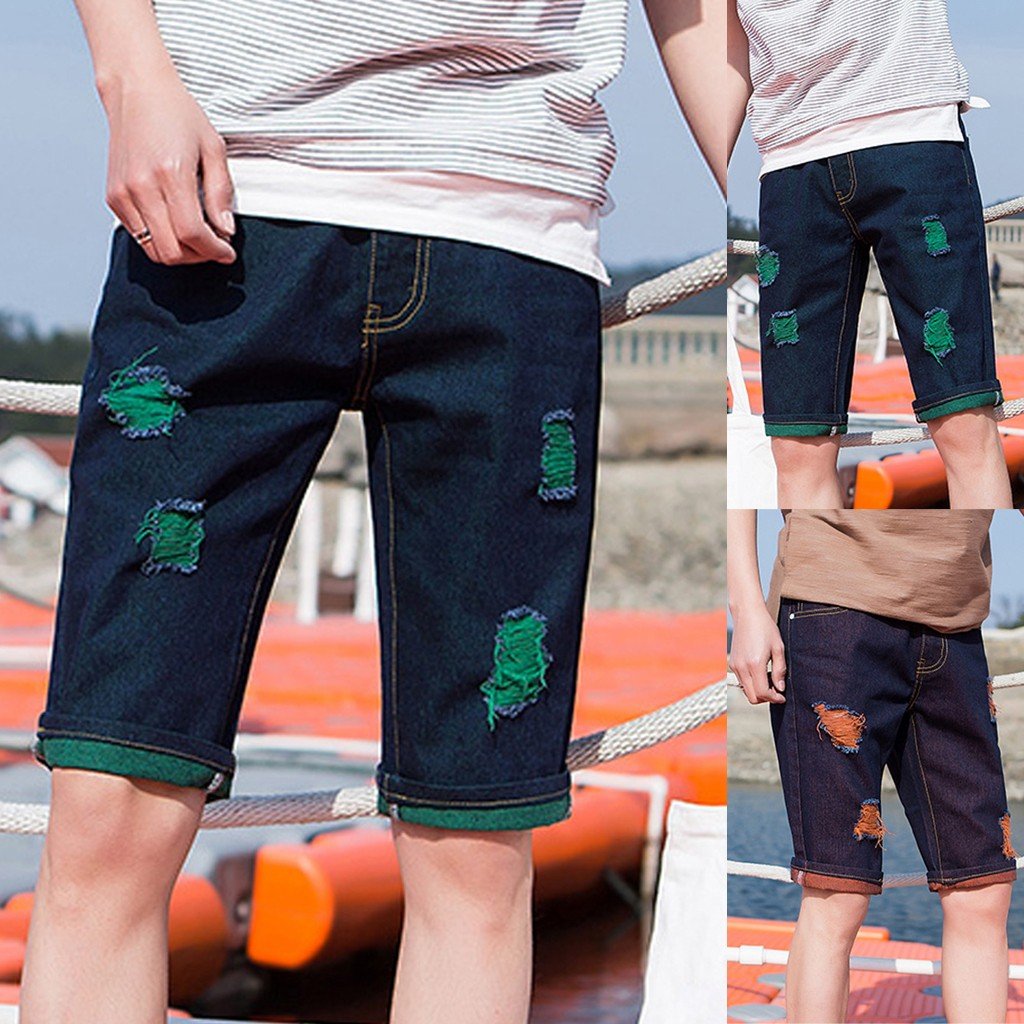 Summer Hot Sale Casual Men Short Pants Brand Clothing Men Distressed Denim Shorts Ripped Jeans Casual Holes Pants Summer Short
