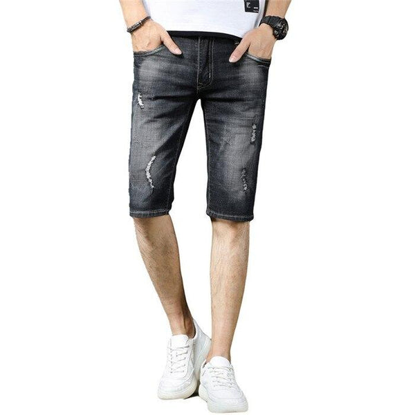2019 Summer New Cowboy Ripped Destroyed Denim Shorts Male Jeans Black Men Shorts Mens Jogger Ripped Wave Denim Shorts 38,T6807
