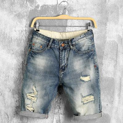 mens Fashion Brand summer men ripped Short Jeans skate board harem jogger ankle ripped wave mens denim Cotton Breathable 38 40