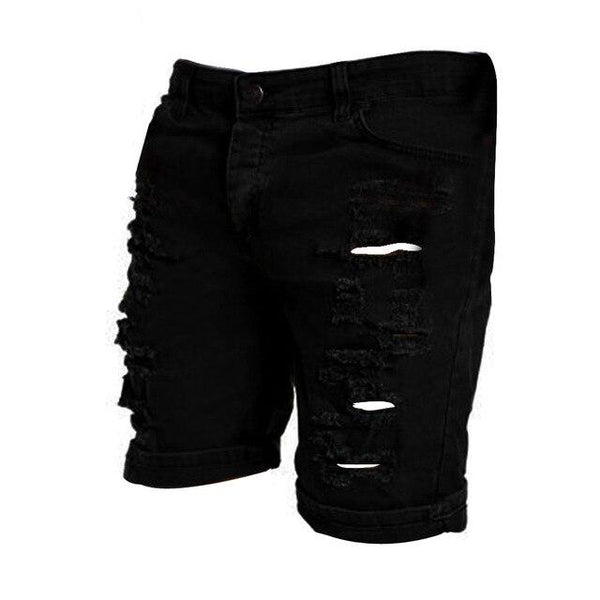 Men's Casual Jeans Destroyed Knee Length Hole Ripped Pants #1