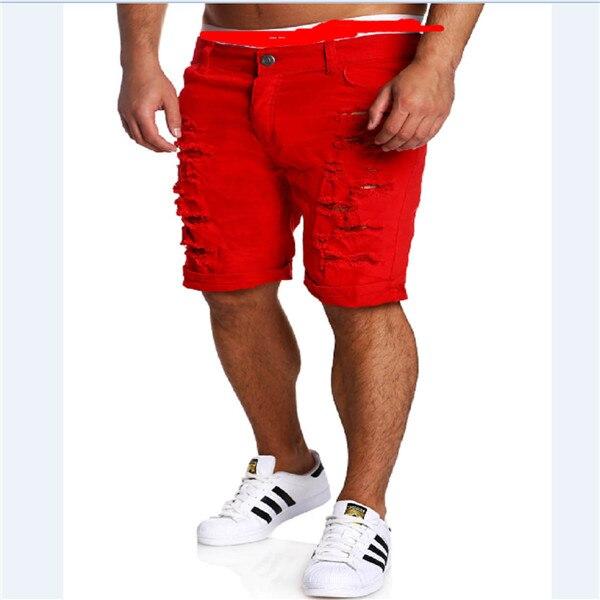 Trendy Men Retro Stretchy Skinny Distressed Short Knee Shorts Ripped Denim Male Knee Length Casual Shorts