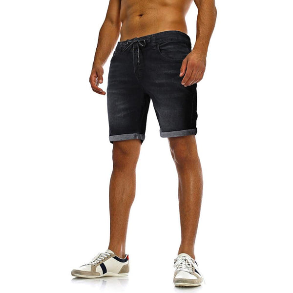 Fashion Men's Casual Jeans Destroyed Denim Knee Length Hole Ripped PantsCotton Blue Denim Shorts Male Straigh _3.14
