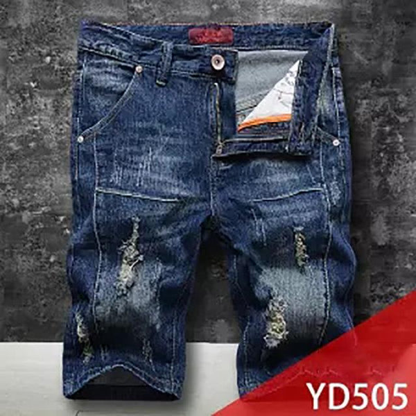 Shorts Plus Size jeans men ripped torn pants stretch Knee Length pants jeans printed male the Summer new hip hop streetwear