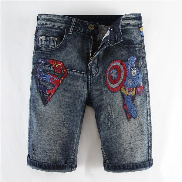 Animal Lion Embroidery Jean Shorts Men 2019 Summer Ripped Denim Short Pants Male Patchwork Streetwear Men's Shorts Hip Hop Short