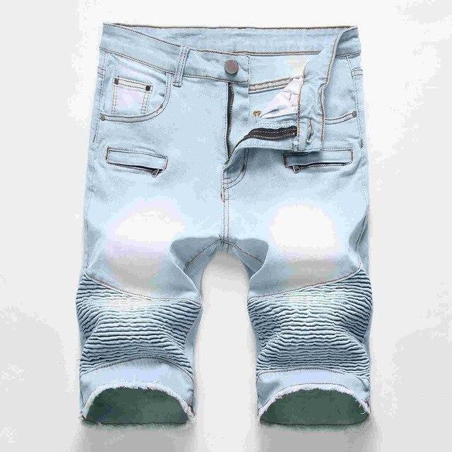 New Shorts Men Ripped Short Jeans Straight Cotton Fashion High Street Shorts Jean Male Denim Plus Size 28-42