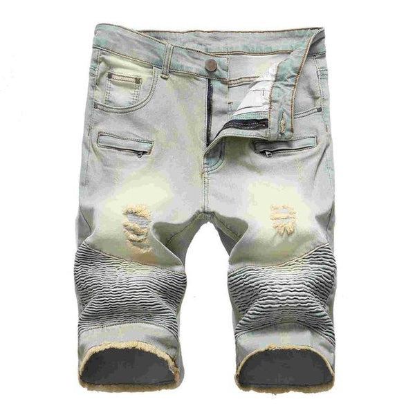 New Shorts Men Ripped Short Jeans Straight Cotton Fashion High Street Shorts Jean Male Denim Plus Size 28-42