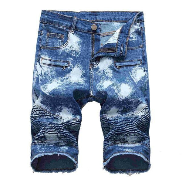 New Shorts Men Ripped Short Jeans Straight Cotton Fashion High Street Shorts Jean Male Denim Plus Size 28-42