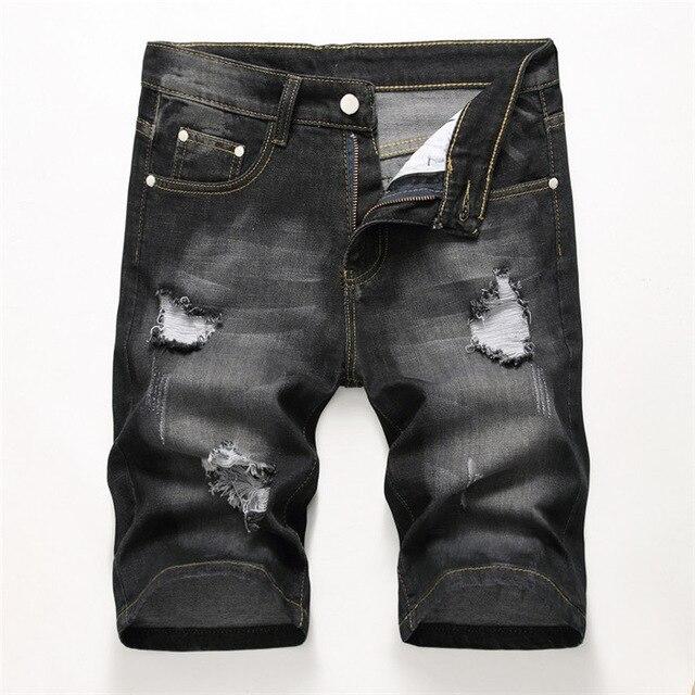Summer Denim Shorts Male Jeans Men Jean Shorts Bermuda Skate Board Harem Mens Jogger Ankle Ripped Wave 38 40 42