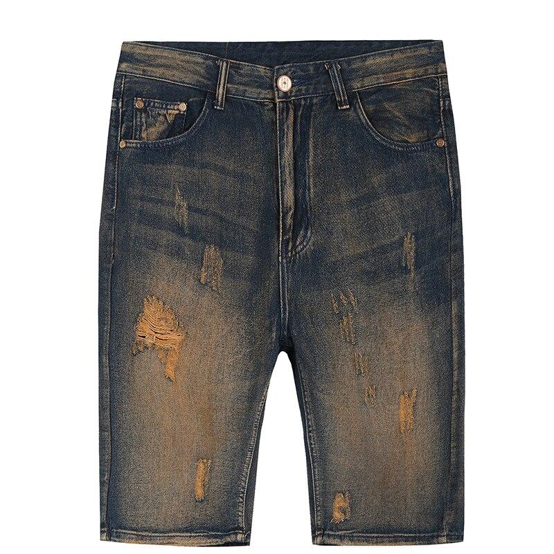 2019 New Summer Mens Fashion Denim Shorts Ripped Hole Blue Brand Clothing For Man's Slim Fit Jeans Male Wear Trouser 687
