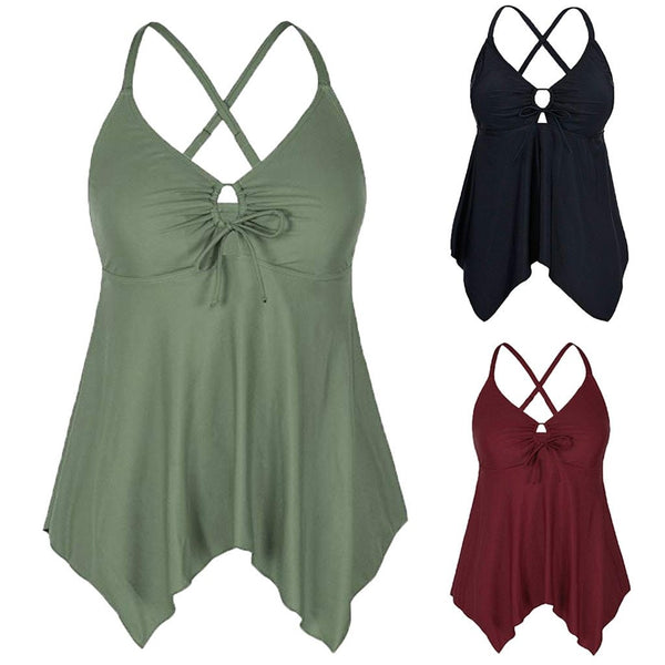 Fashion Women Flowy Swimsuit Swimwear Bikini Crossback Plus Size Tankini Top swimsuit woman 2019 two piece Tankins swim suit