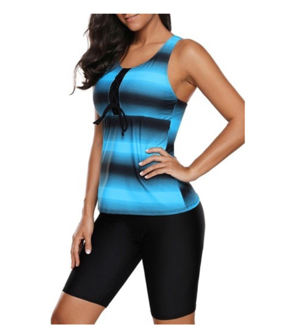 Women Ladies Plus Size Two Piece Bikini Tankini Tops & Shorts Swimming Suits New Beachwear Bikini Plus Size
