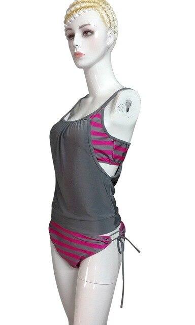 Retro Striped Tankini Top plus size Swimwear Female Two Peice Swimsuit Women Bathing Shorts Biquini Bikini Badpakken Vrouwen
