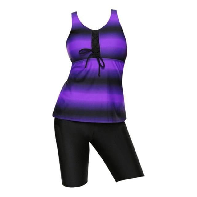 Women Ladies Plus Size Two Piece Bikini Tankini Tops & Shorts Swimming Suits New Beachwear Bikini Plus Size