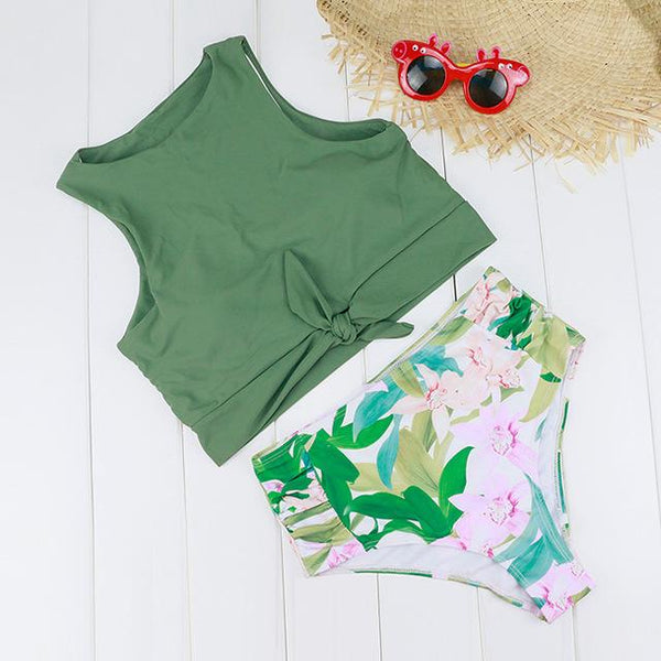Blesskiss High Waist Swimsuit Women 2019 2 Two Piece Crop Top Tankini Set Swimwear Push Up Leopard Bathing Suit Swimming Suit